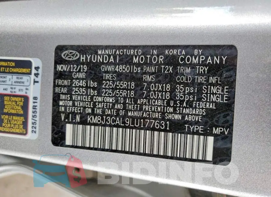 KM8J3CAL9LU177631 Photo# 12
