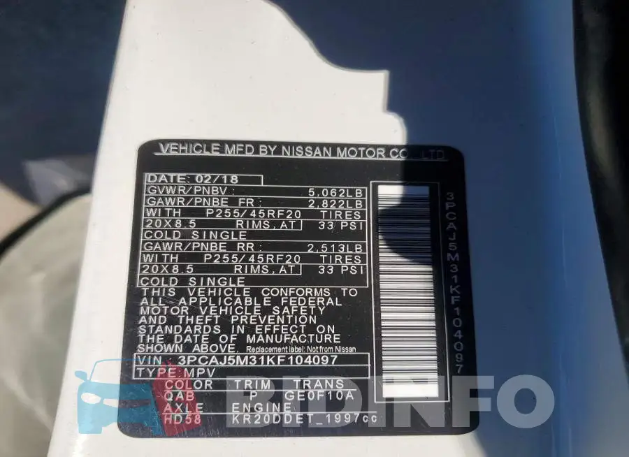 3PCAJ5M31KF104097 Photo# 13