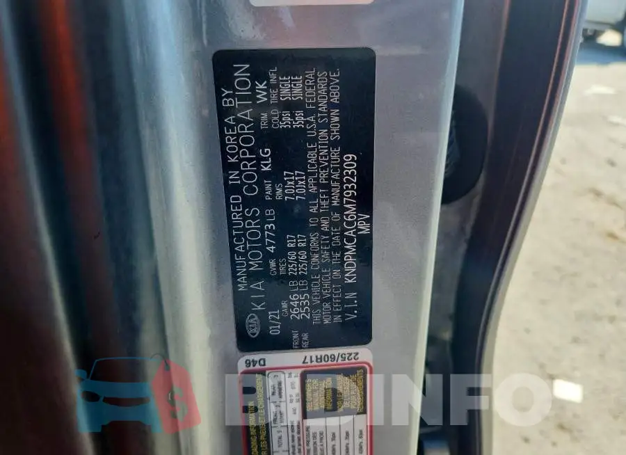 KNDPMCAC6M7932309 Photo# 13
