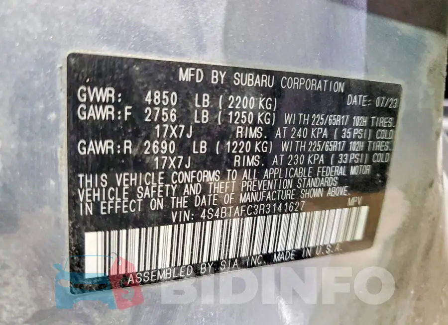 4S4BTAFC3R3141627 Photo# 13