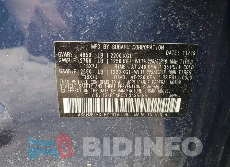 4S4BTAPC2L3135985 Photo# 13
