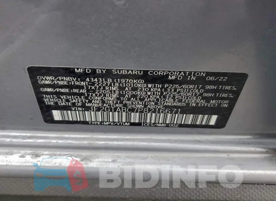 JF2GTABC7P8216671 Photo# 13