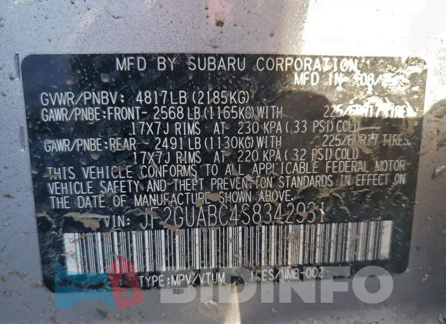 JF2GUABC4S8342931 Photo# 12