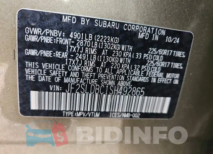 JF2SLDBC1SH492865 Photo# 13