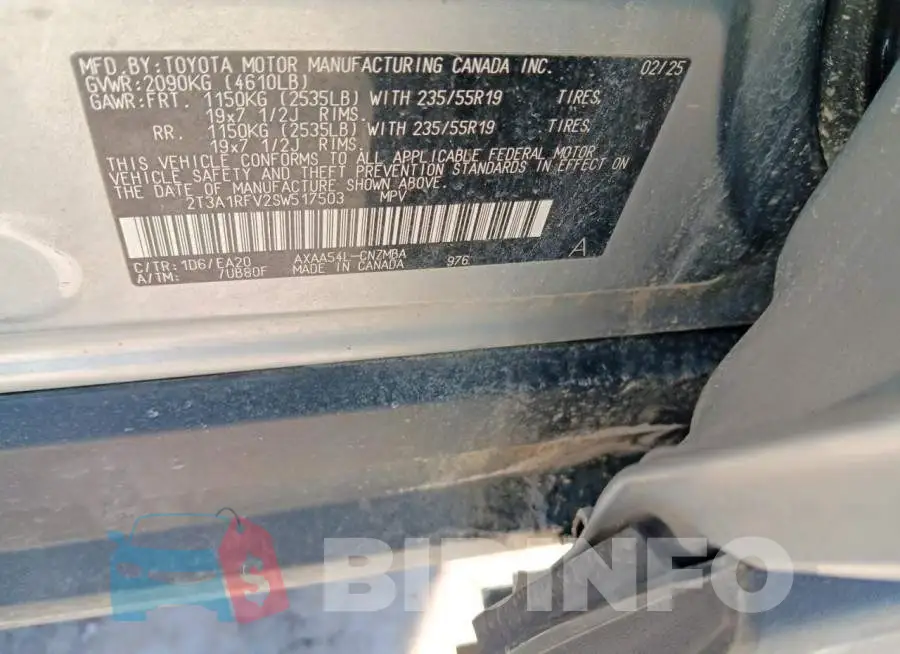 2T3A1RFV2SW517503 Photo# 12