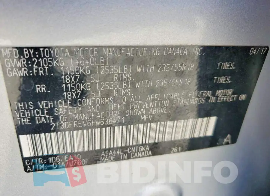 2T3DFREV6HW636471 Photo# 14