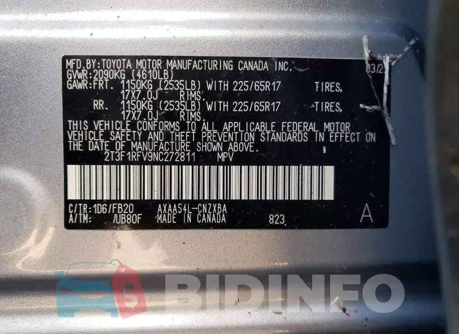 2T3F1RFV9NC272811 Photo# 14