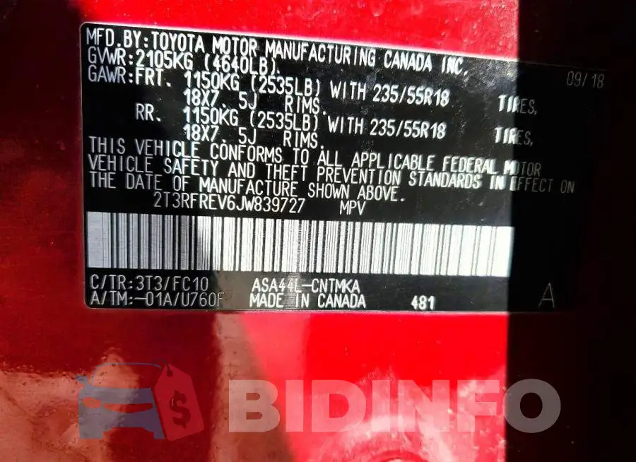 2T3RFREV6JW839727 Photo# 13