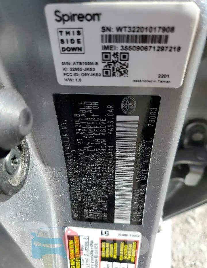 4T1B11HK6KU806031 Photo# 12