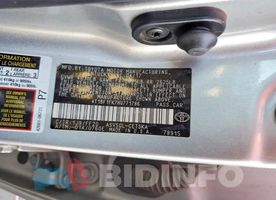 4T1BF1FK7HU771786 Photo# 13