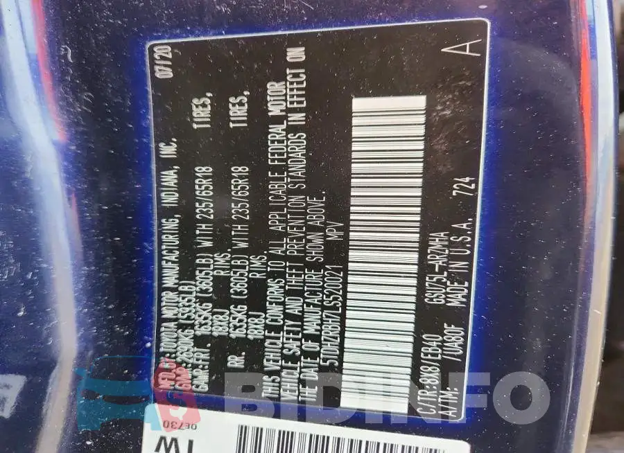 5TDHZRBH7LS520021 Photo# 14