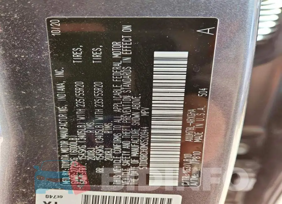 5TDXBRCH0MS520944 Photo# 14