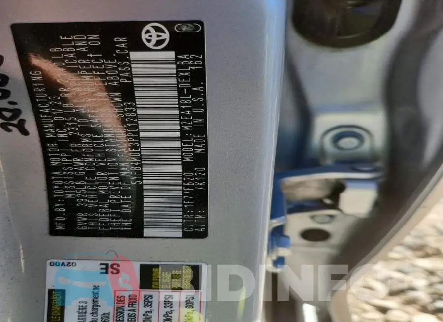 5YFB4MDE3PP012833 Photo# 13