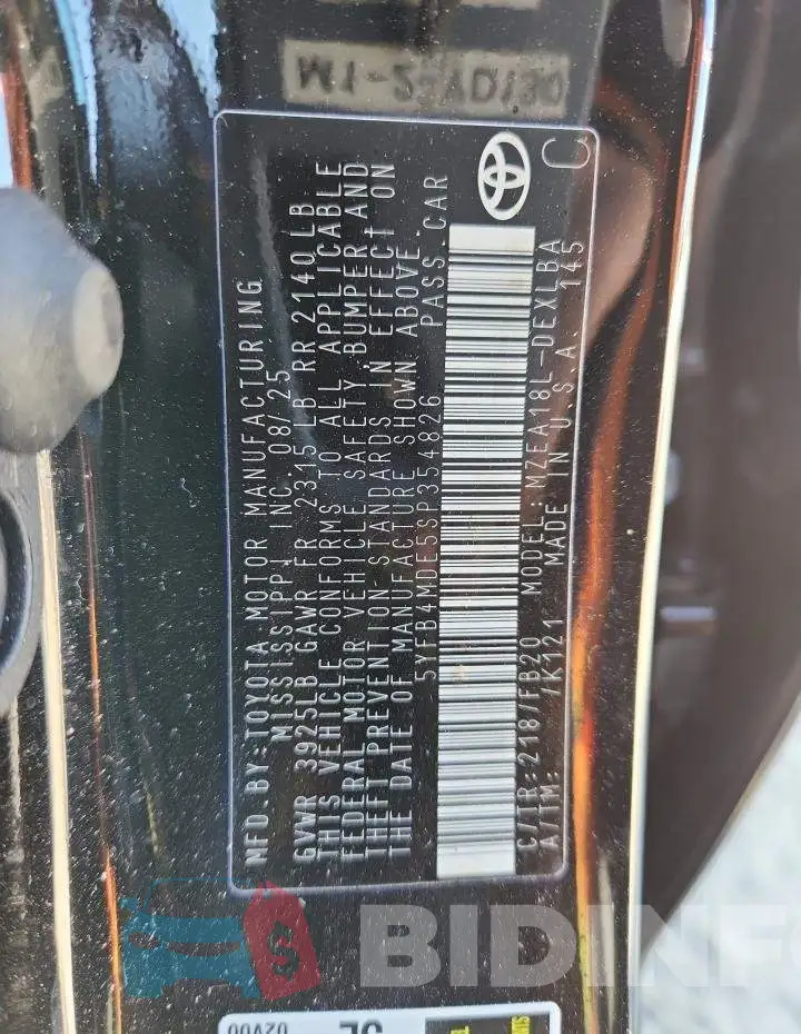 5YFB4MDE5SP354826 Photo# 12