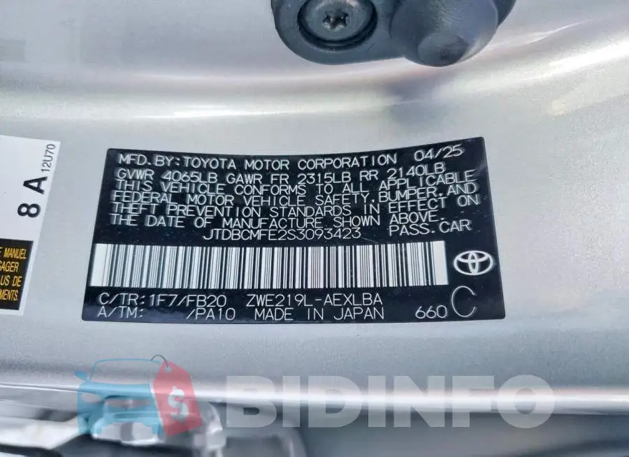 JTDBCMFE2S3093423 Photo# 12