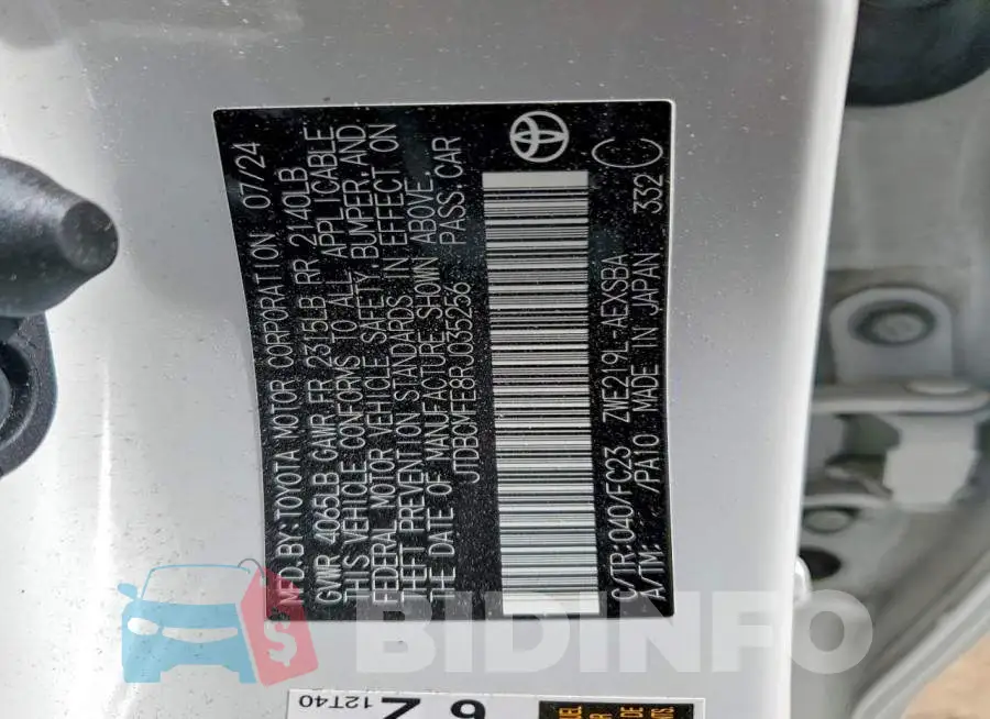 JTDBCMFE8RJ035256 Photo# 12