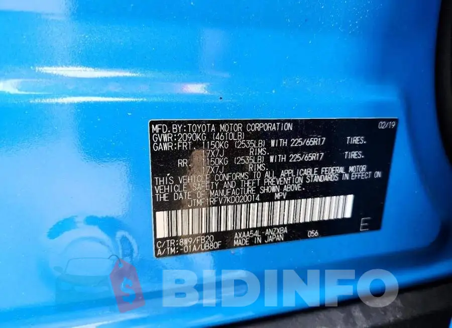 JTMF1RFV7KD020014 Photo# 13