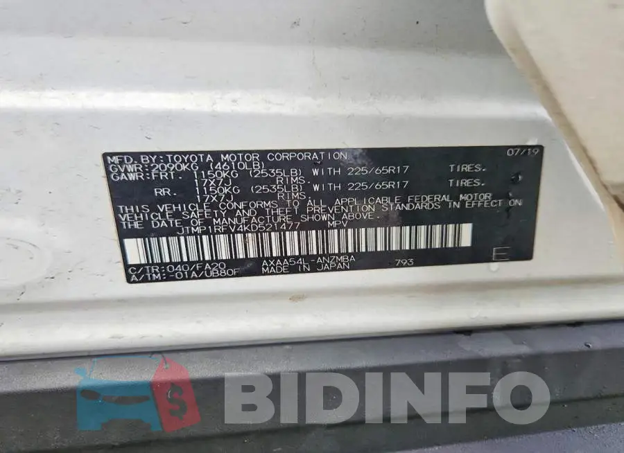 JTMP1RFV4KD521477 Photo# 13