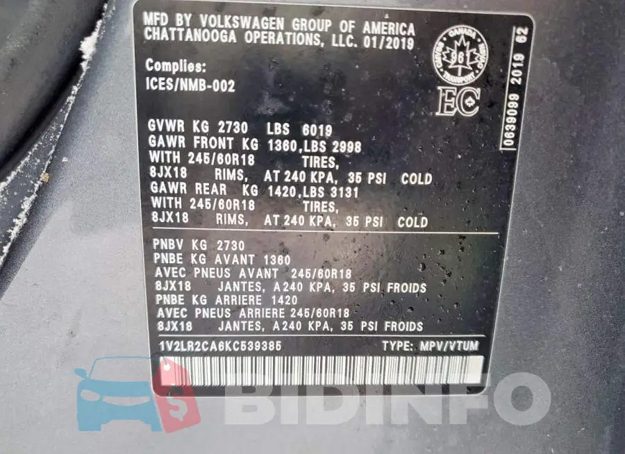 1V2LR2CA6KC539385 Photo# 13