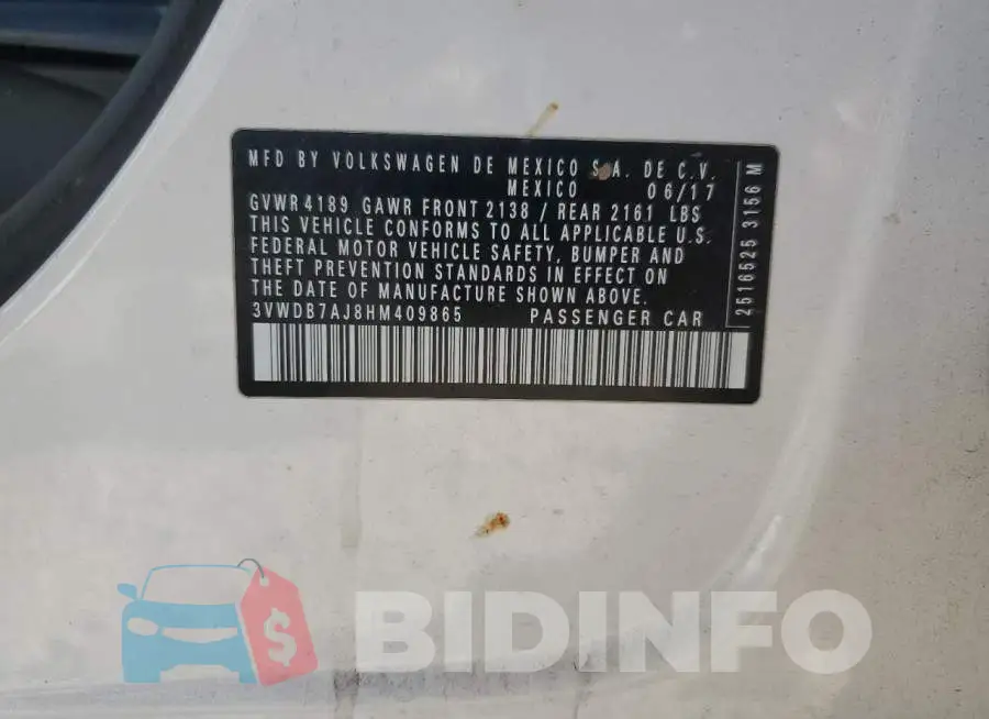 3VWDB7AJ8HM409865 Photo# 13
