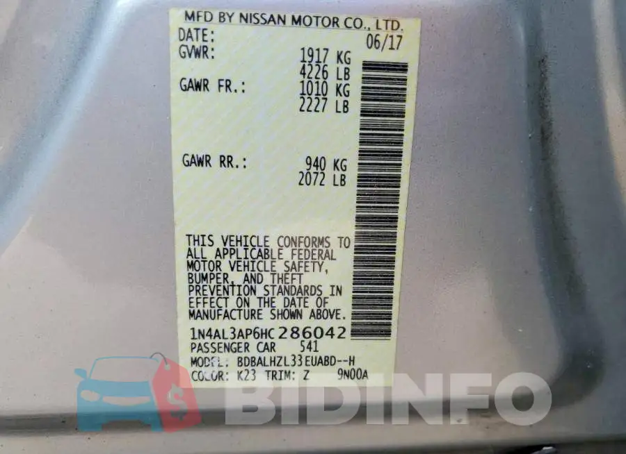 1N4AL3AP6HC286042 Photo# 12