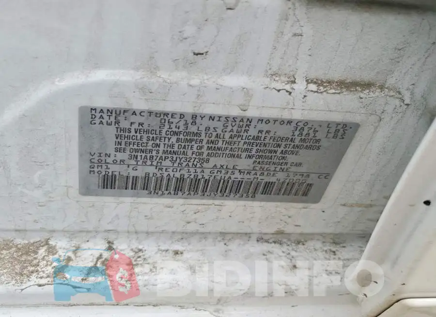 3N1AB7AP3JY327358 Photo# 12