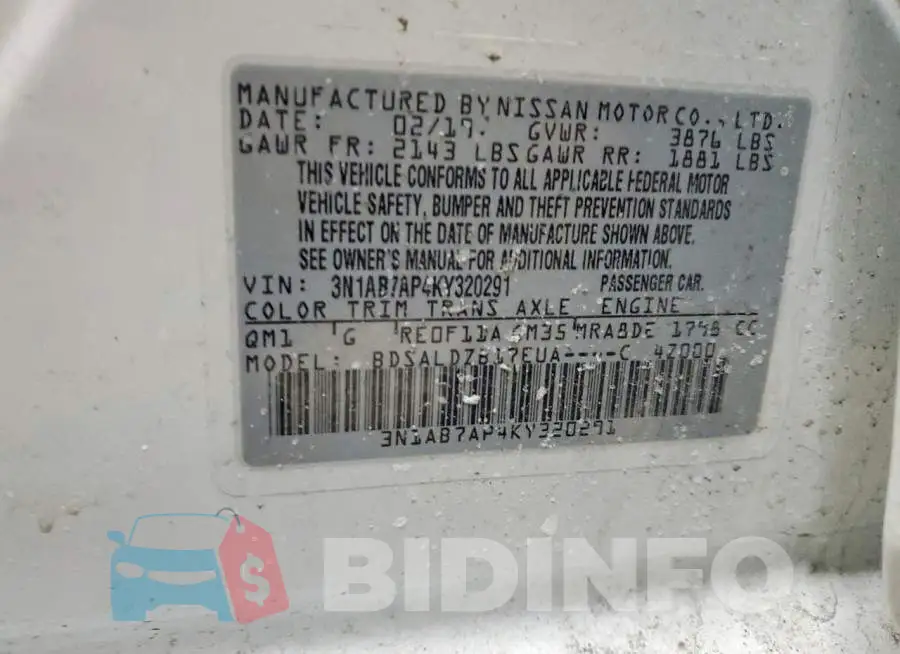 3N1AB7AP4KY320291 Photo# 12