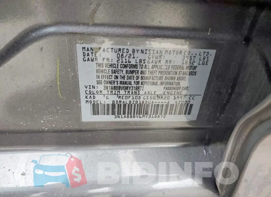 3N1AB8BV6MY318872 Photo# 13
