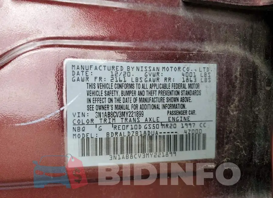 3N1AB8CV3MY221899 Photo# 12