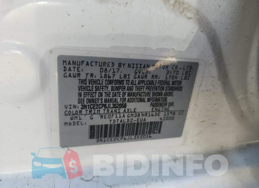 3N1CE2CP6JL352056 Photo# 12
