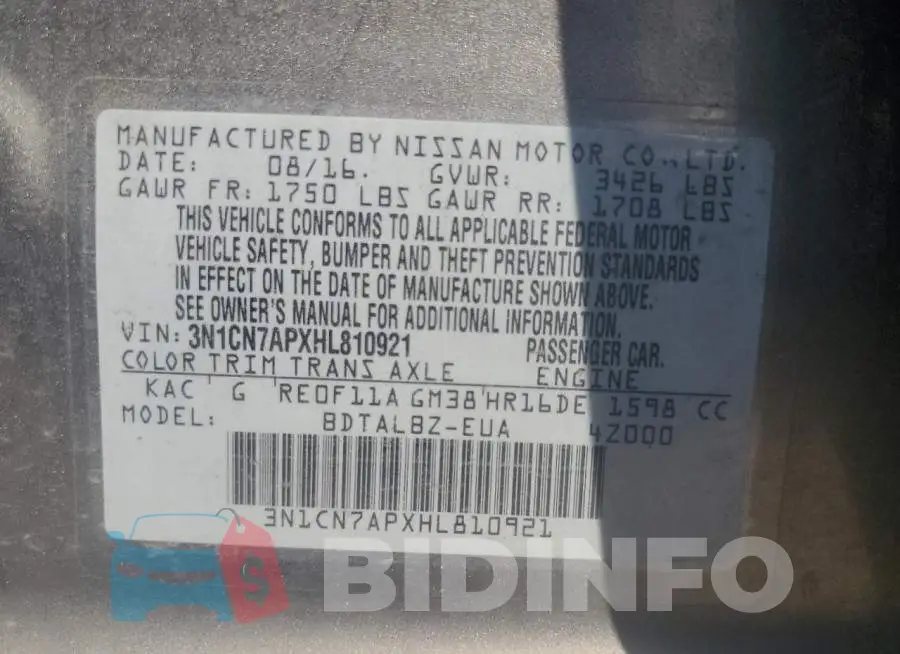 3N1CN7APXHL810921 Photo# 13