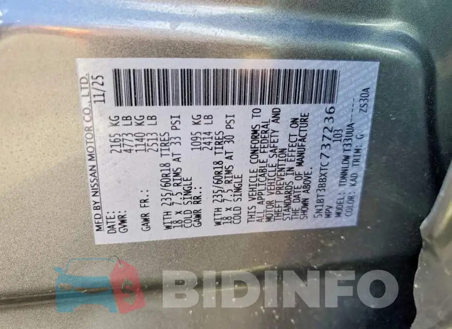 5N1BT3BBXTC737236 Photo# 14