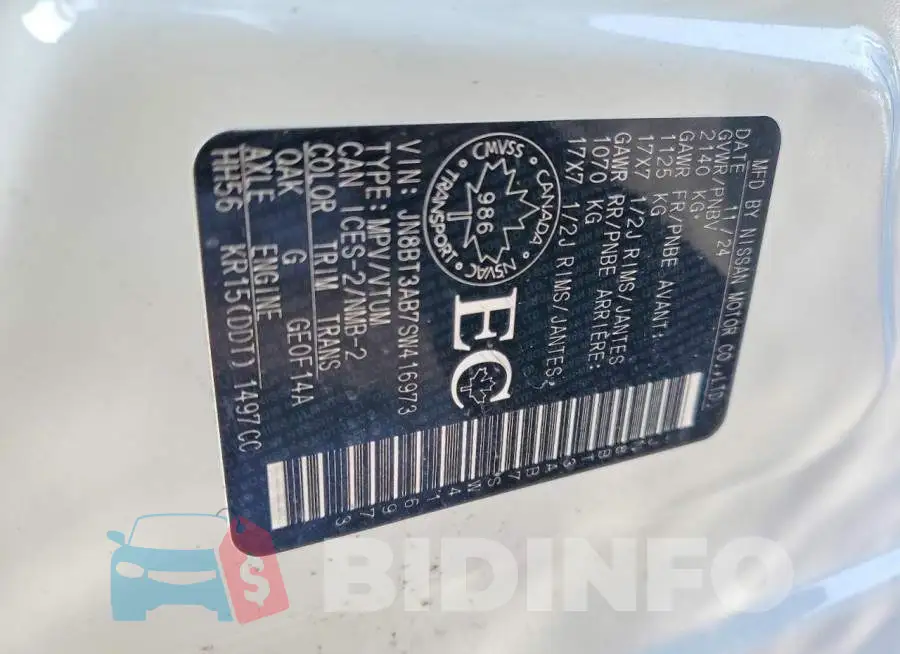 JN8BT3AB7SW416973 Photo# 13