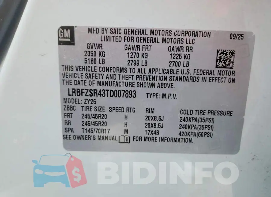 LRBFZSR43TD007893 Photo# 13