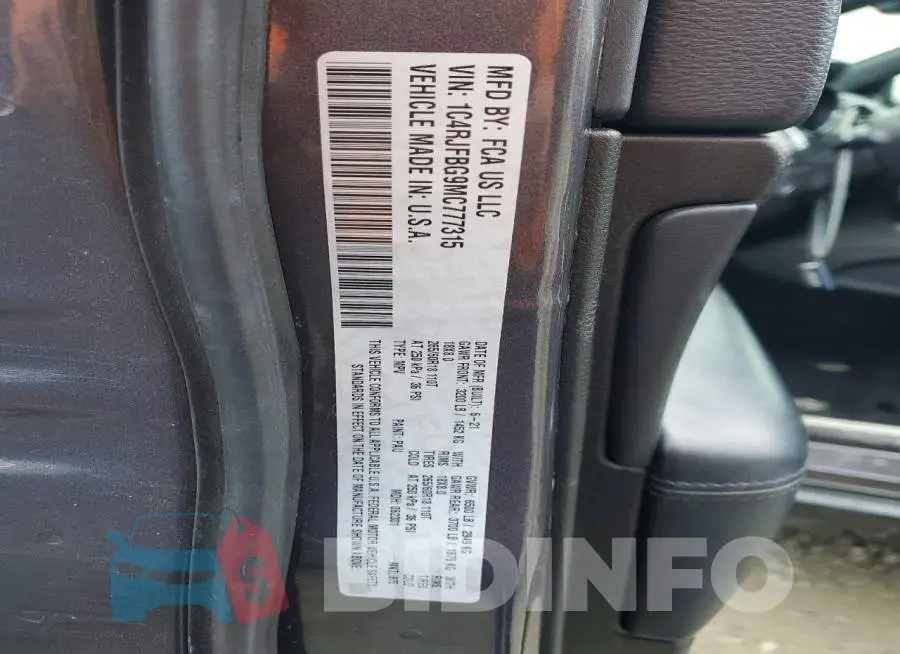 1C4RJFBG9MC777315 Photo# 13