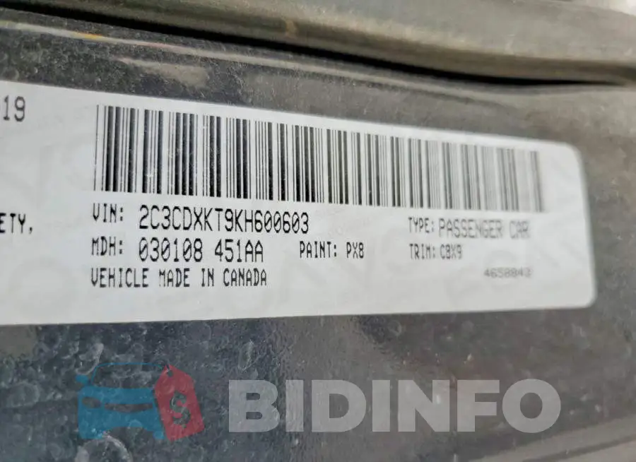 2C3CDXKT9KH600603 Photo# 12