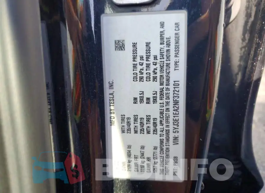 5YJ3E1EA2NF372101 Photo# 13