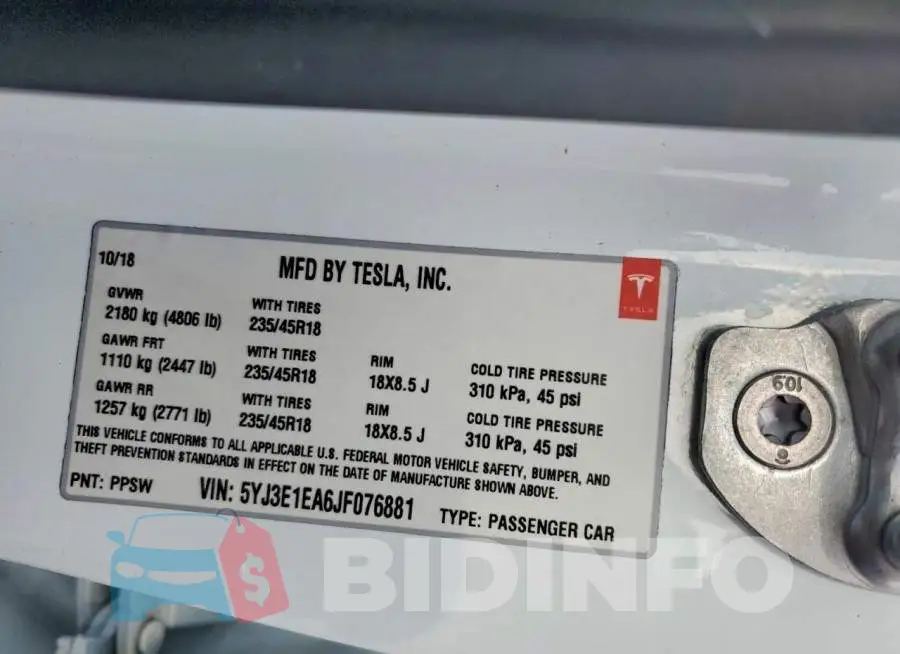 5YJ3E1EA6JF076881 Photo# 12