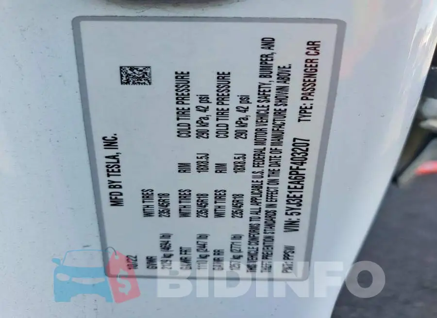 5YJ3E1EA6PF403207 Photo# 12
