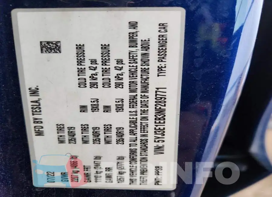 5YJ3E1EB3NF289771 Photo# 13