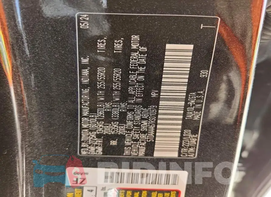 5TDAAAA67RS010979 Photo# 13