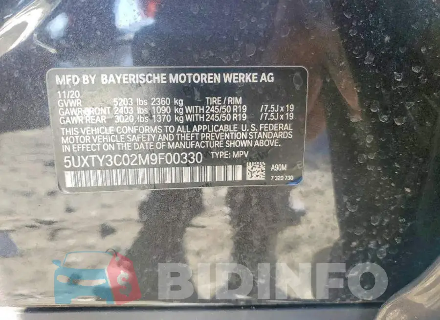 5UXTY3C02M9F00330 Photo# 12