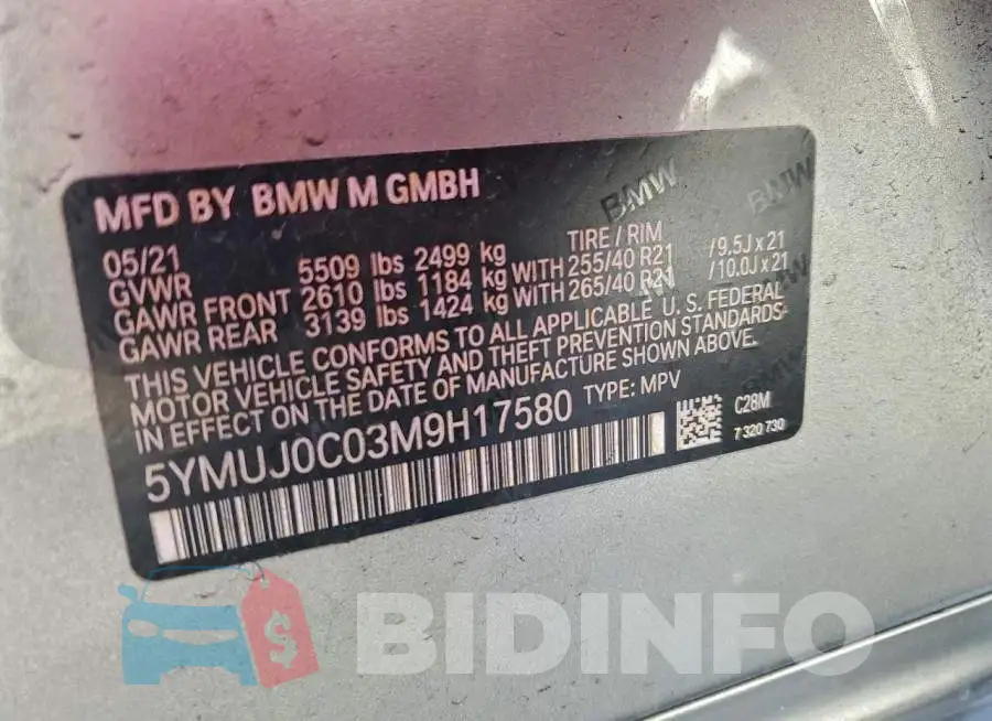 5YMUJ0C03M9H17580 Photo# 14