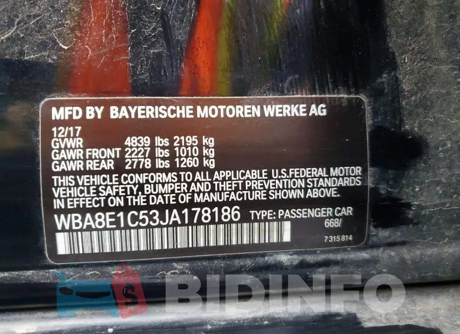 WBA8E1C53JA178186 Photo# 12
