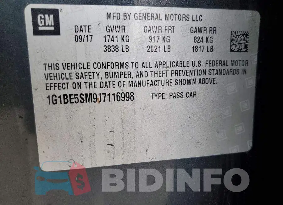 1G1BE5SM9J7116998 Photo# 12