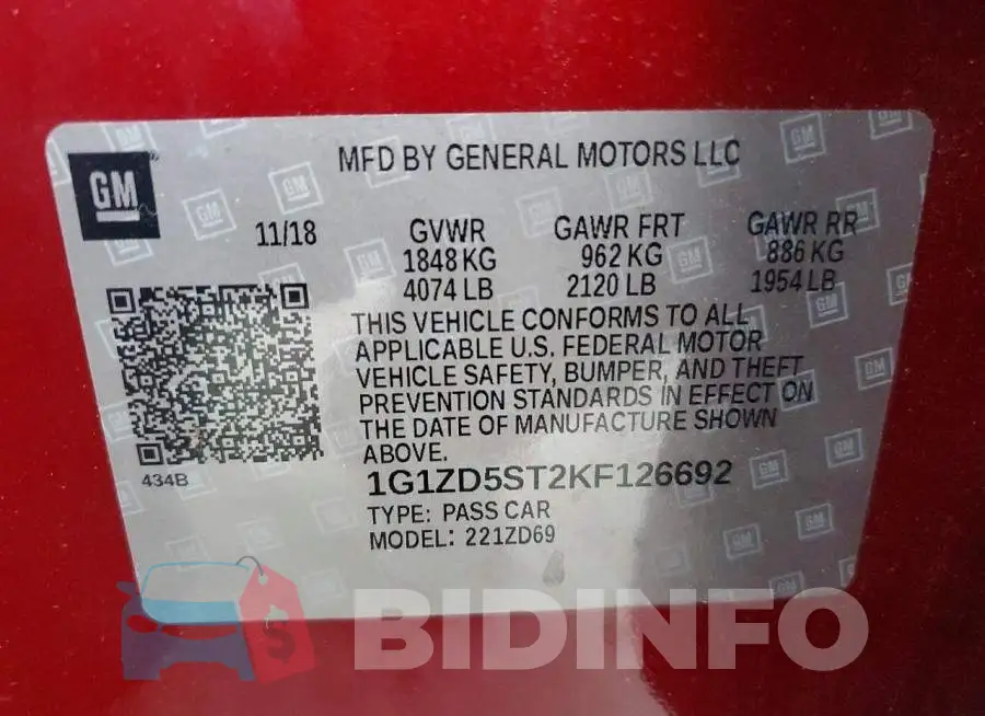 1G1ZD5ST2KF126692 Photo# 12