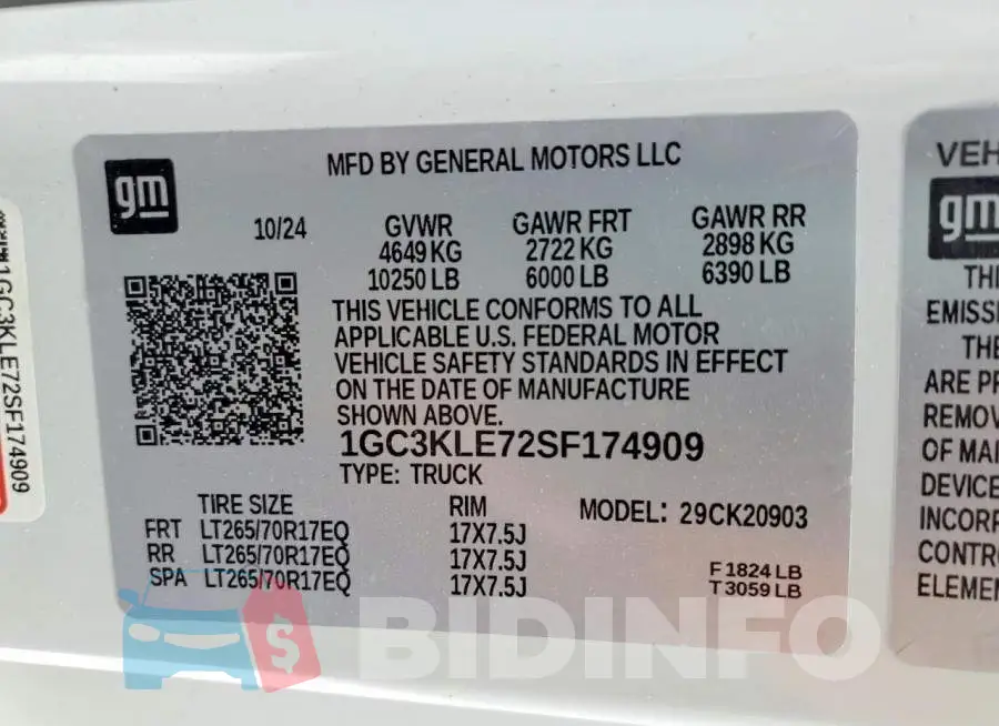 1GC3KLE72SF174909 Photo# 12