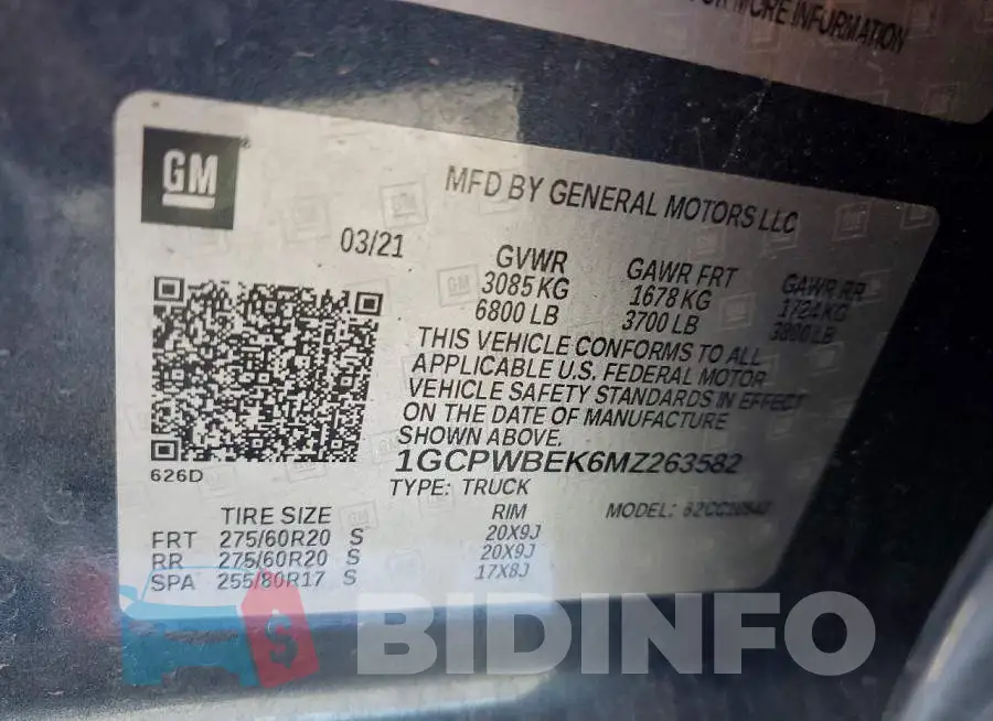 1GCPWBEK6MZ263582 Photo# 12