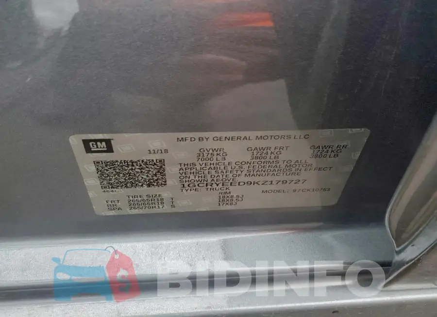 1GCRYEED9KZ179727 Photo# 12