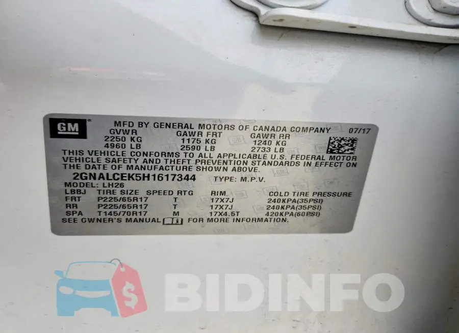 2GNALCEK5H1617344 Photo# 13